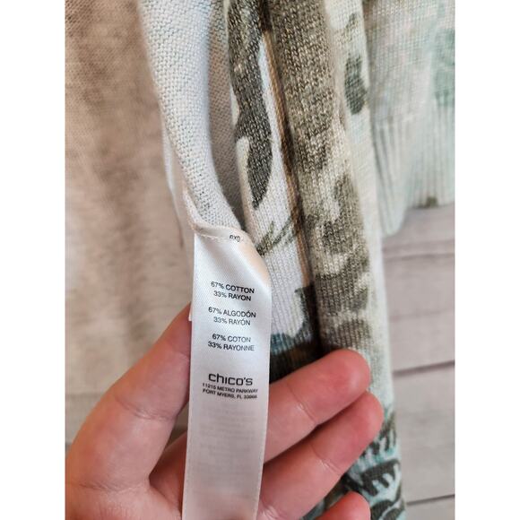 Chico's Women's Green Paisley Long Sleeve Open Front Cardigan Sweater Size S - Picture 4 of 6